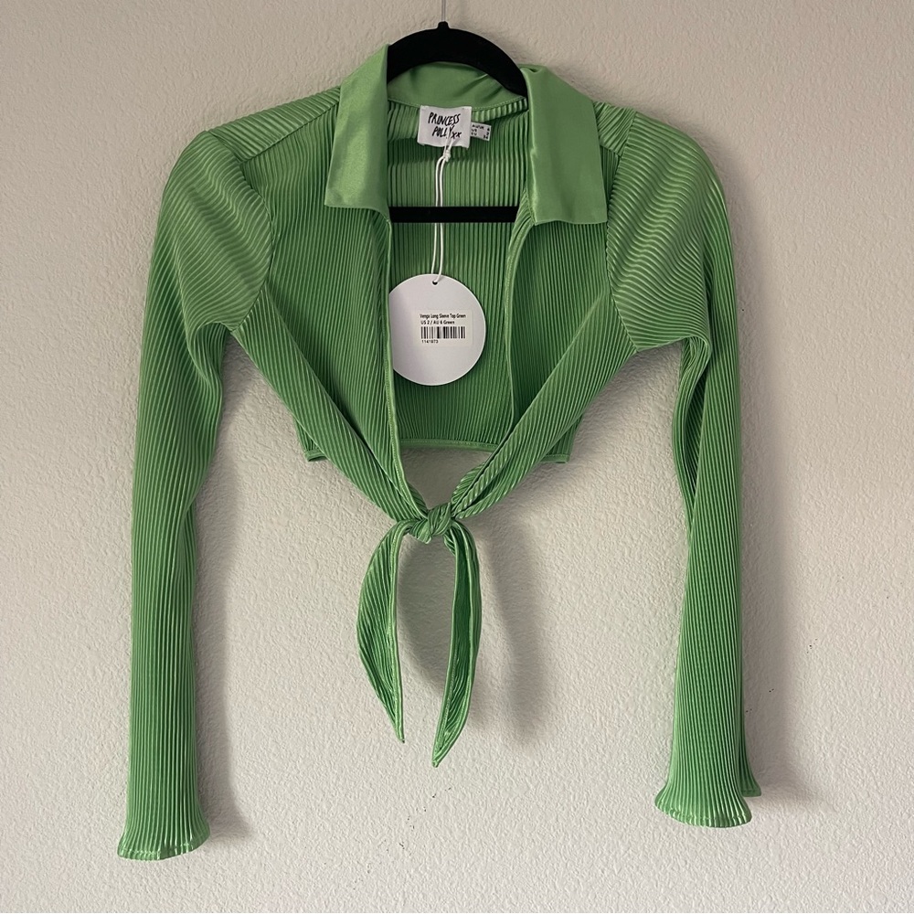 Princesspolly Venga Cropped green long sleeve
